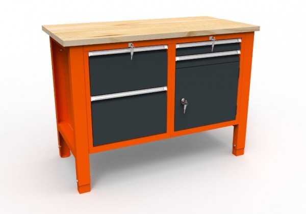 Werkbank 05 Serie mit 4 Schubladen + 1 Ablagebox