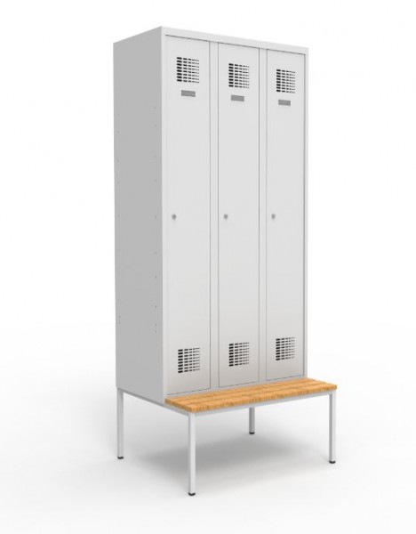 Garderobenschrank 3 Abteile mit Sitzbank Standard