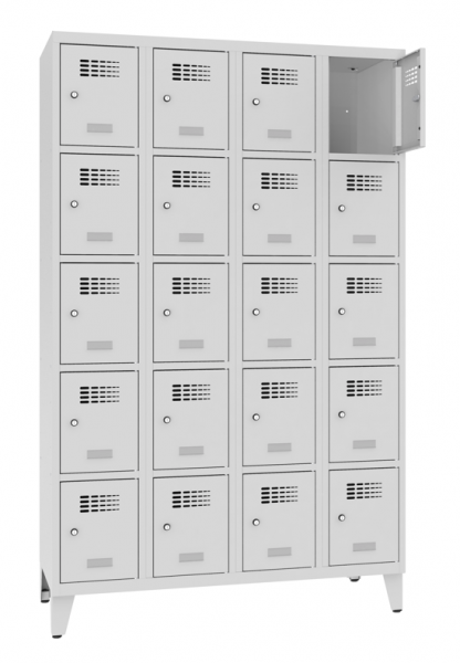 Schliessfachschrank 4 Abteile 20 Fächer mit Stollenfüsse