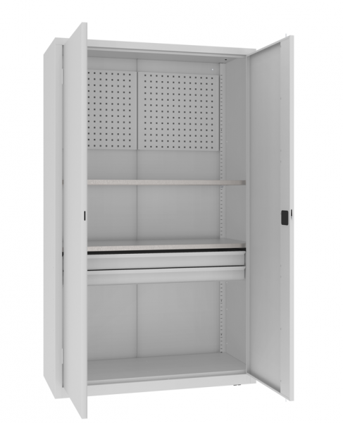 Werkzeugschrank 199 x 120 x 50 cm mit Fachböden + Schubladen + Werkzeugwand