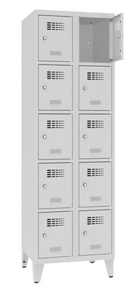 Schliessfachschrank 2 Abteile 10 Fächer mit Stollenfüsse