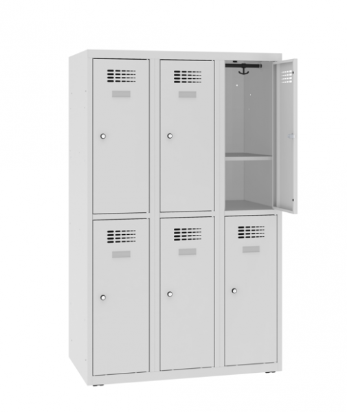 Garderobenschrank 3 Abteil 6 Fächer mit Fachboden 145 cm hoch