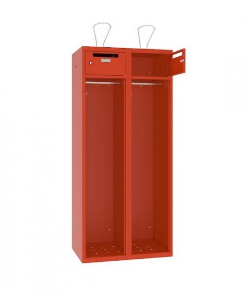 Feuerwehr Garderobenschrank 2 Abteile abschliessbares Wertsachenfach mit Einwurfschlitz
