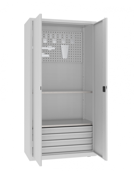 Werkzeugschrank 199 x 100 x 50 cm mit Fachböden + Schubladen + Werkzeugwand