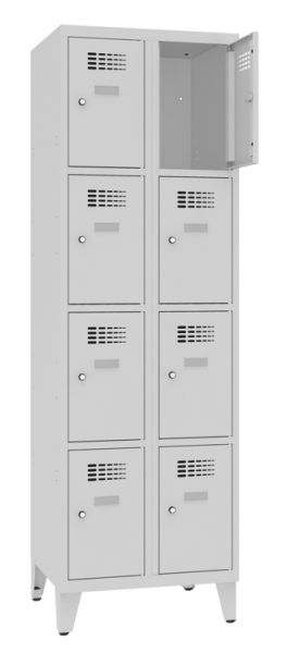 Schliessfachschrank 2 Abteile 8 Fächer mit Stollenfüsse