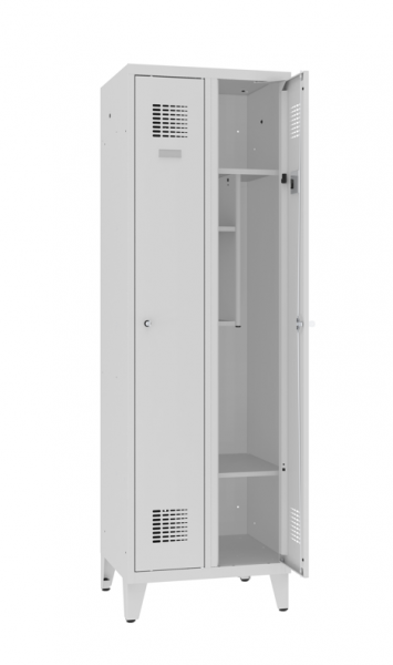 Garderobenschrank 2 Abteil mit Schuhfach und Stollenfüssen