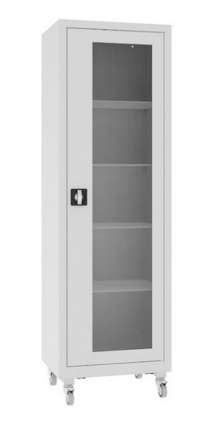 Universalschrank mit Sichtfenster 193 x 60 x 43.5 cm auf Rollen