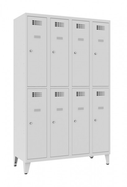 Garderobenschrank 4 Abteile 8 Fächer mit Stollenfüsse Standard