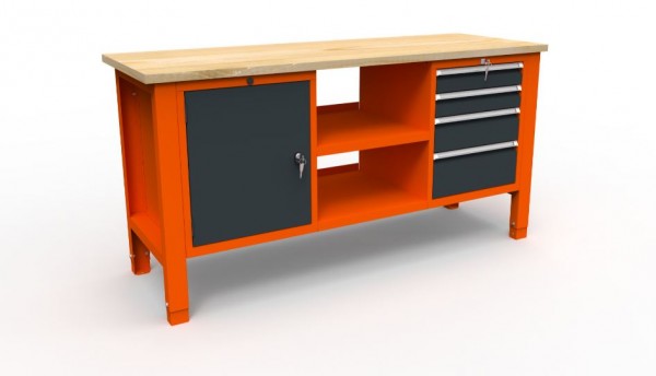 Werkbank 11 Serie mit 4 Schubladen + 1 Ablagebox + 2 Ablagefachböden