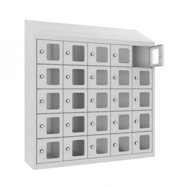 Wandschliessfachschrank 25 Fächer mit Sichtfenster