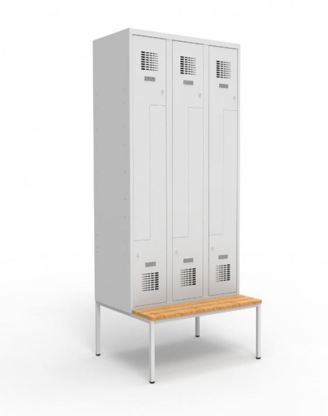 Z-Garderobenschrank 6 Fächer mit Sitzbank