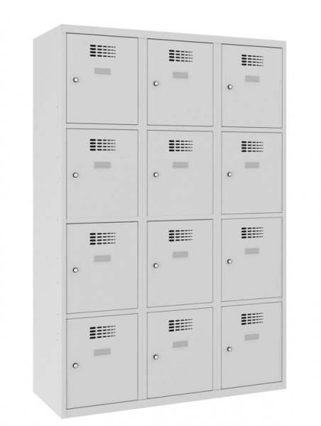 Schliessfachschrank 3 Abteile 12 Fächer 40 cm Abteilbreite