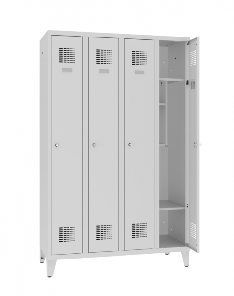 Garderobenschrank 4 Abteil mit Schuhfach mit Stollenfüssen