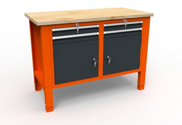Werkbank 05 Serie mit 4 Schubladen + 2 Ablageboxen