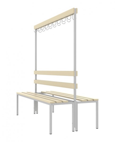 Doppelseitige Sitzbank mit Hakenleiste 150 cm