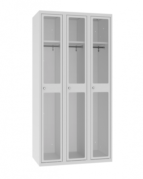 Garderobenschrank 3 Abteile mit Plexiglastür