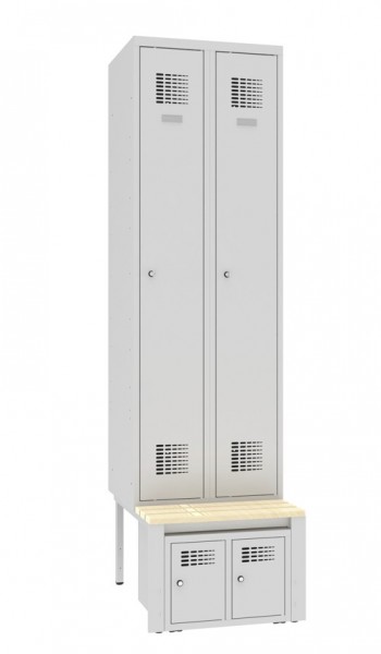 Garderobenschrank 2 Abteile mit Sitzbank und abschliessbarem Schuhfach