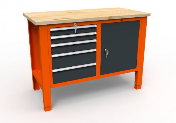 Werkbank 05 Serie mit 5 Schubladen + 1 Ablagebox