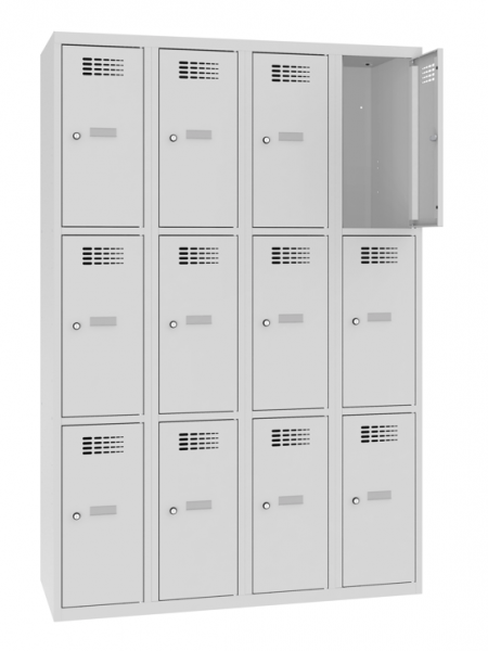 Schliessfachschrank 4 Abteile 12 Fächer 30 cm Abteilbreite