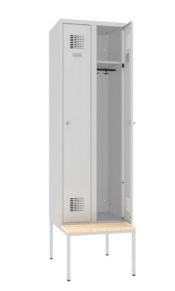 Garderobenschrank 2 Abteile mit Sitzbank Standard