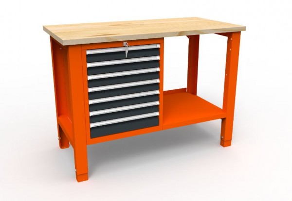 Werkbank 05 Serie mit 7 Schubladen + 1 Ablagefachboden