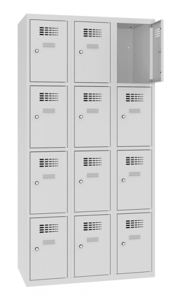 Schliessfachschrank 3 Abteile 12 Fächer 30 cm Abteilbreite