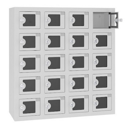 Mobiltelefonschrank 20 Fächer mit Ladefunktion und Sichtfenster