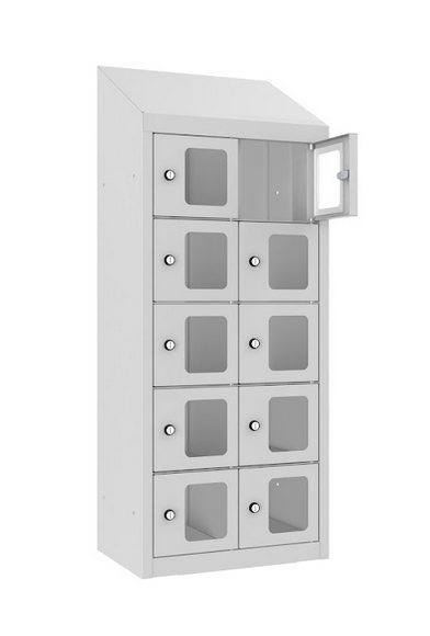 Wandschliessfachschrank 10 Fächer mit Sichtfenster