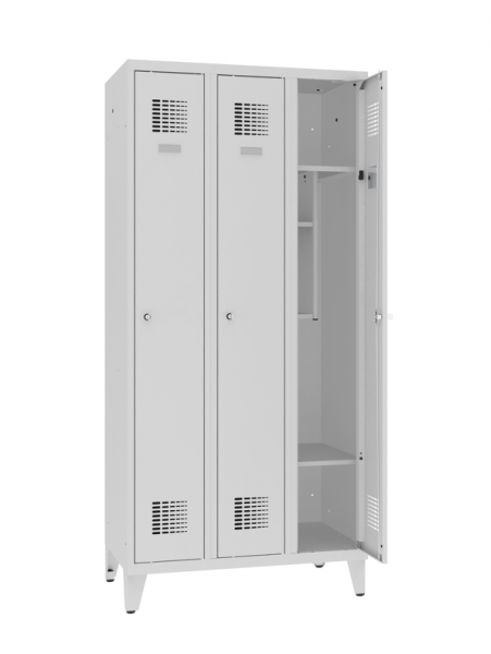 Garderobenschrank 3 Abteil mit Schuhfach mit Stollenfüssen