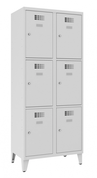 Schliessfachschrank 2 Abteile 6 Fächer mit Stollenfüsse 40 cm Abteilbreite