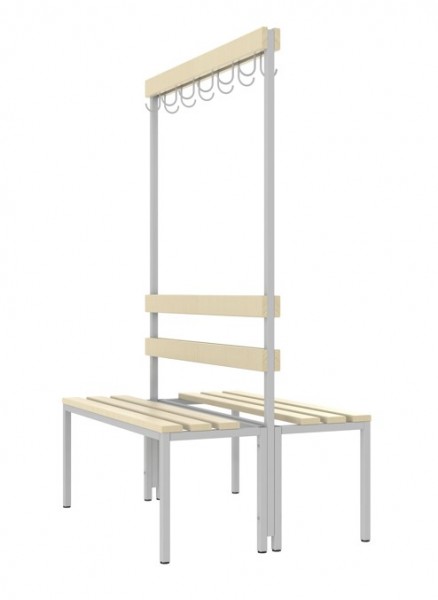 Doppelseitige Sitzbank mit Hakenleiste 100 cm