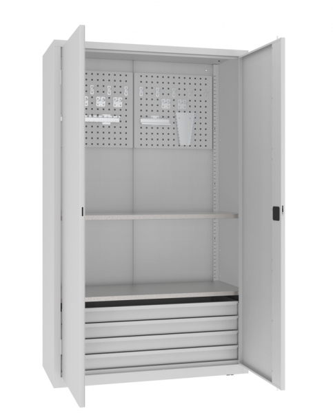 Werkzeugschrank 199 x 120 x 50 cm mit Fachböden + Schubladen + Werkzeugwand