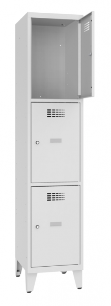 Schliessfachschrank 1 Abteil 3 Fächer mit Stollenfüsse 40 cm Abteilbreite