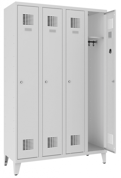 Garderobenschrank 4 Abteile mit Stollenfüsse Standard