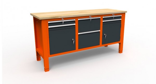 Werkbank 11 Serie mit 6 Schubladen + 2 Ablageboxen