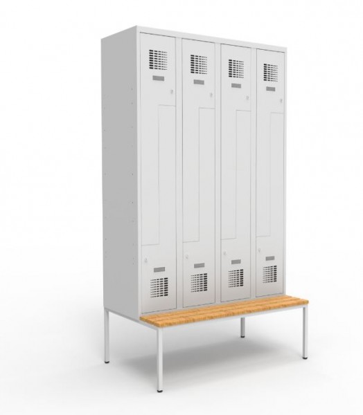 Z-Garderobenschrank 8 Fächer mit Sitzbank