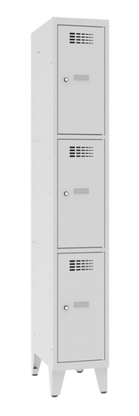 Schliessfachschrank 1 Abteil 3 Fächer mit Stollenfüsse 30 cm Abteilbreite