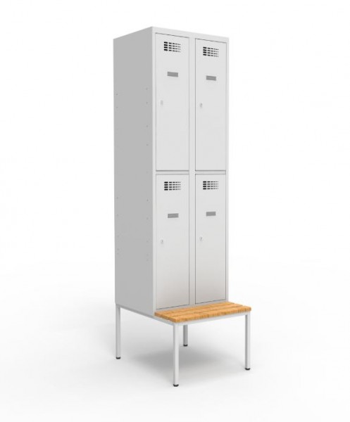 Garderobenschrank 2 Abteil 4 Fächer mit Sitzbank Standard