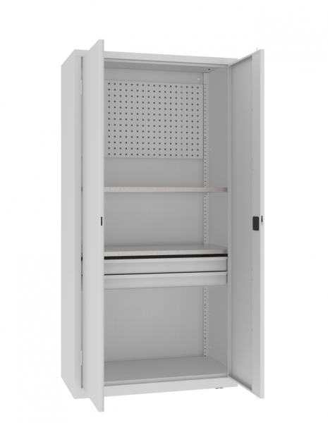 Werkzeugschrank 199 x 100 x 50 cm mit Fachböden + Schubladen + Werkzeugwand