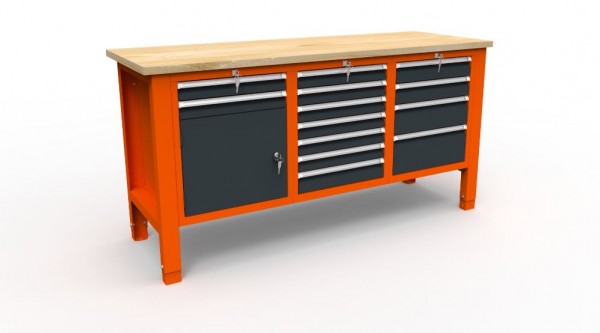 Werkbank 11 Serie mit 13 Schubladen + 1 Ablagebox