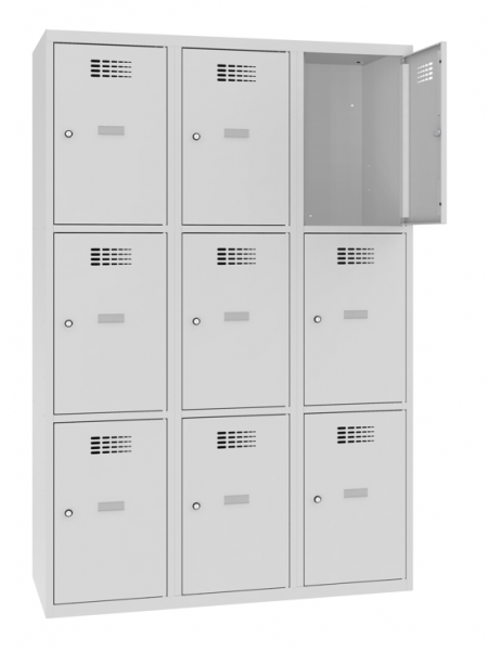 Schliessfachschrank 3 Abteile 9 Fächer 40 cm Abteilbreite